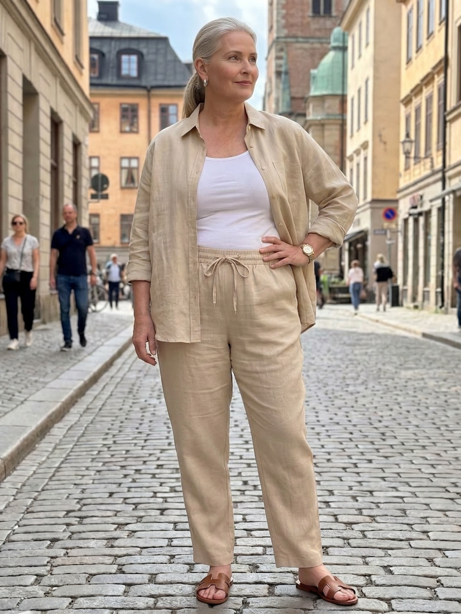 Noor | Set Camicia Manica Lunga e Pantalone Dritto