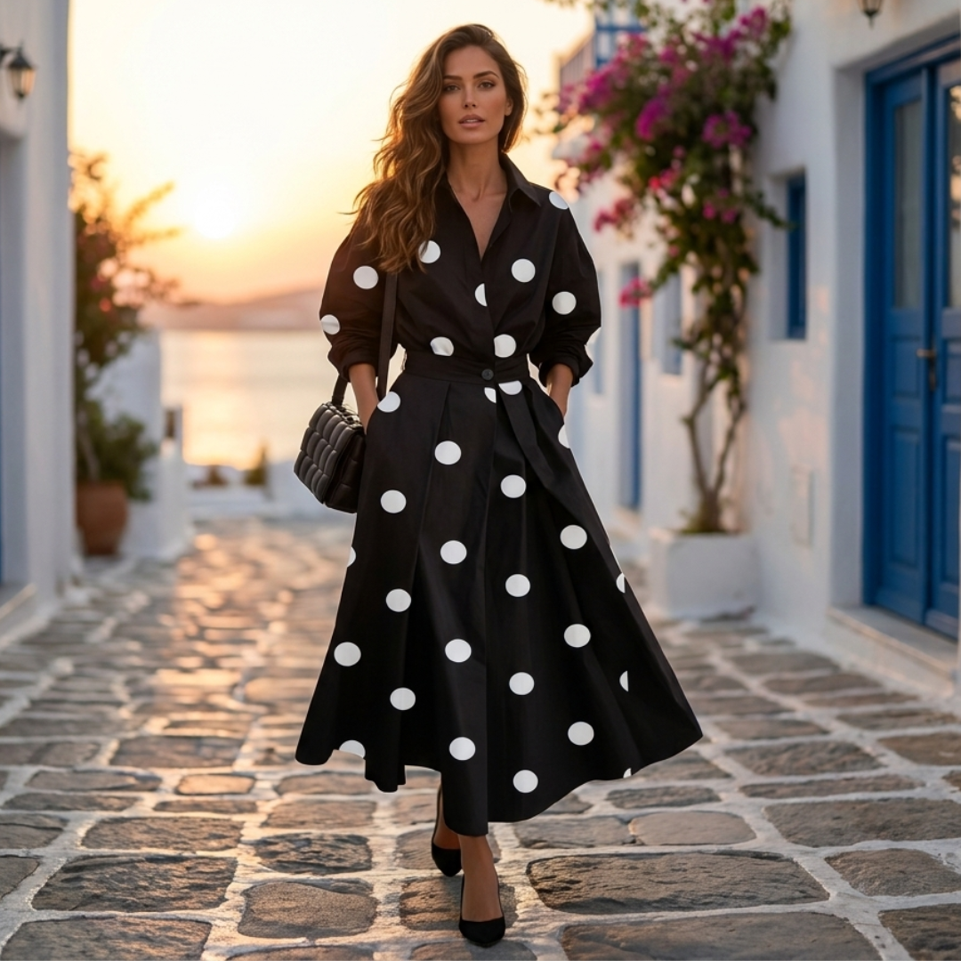 Lana - Elegante abito in cotone con colletto