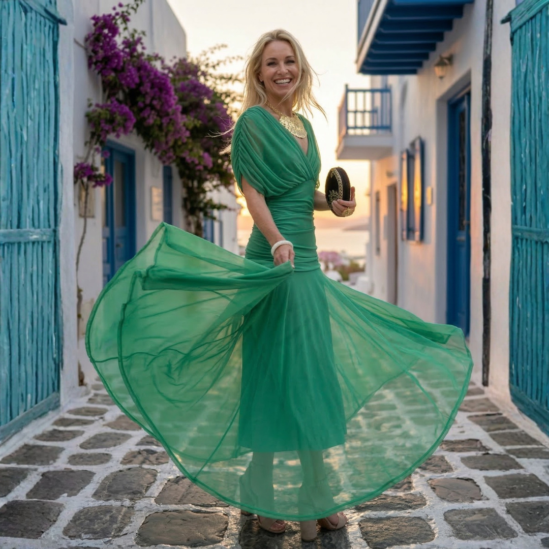 Xenia - Abito lungo elegante con scollo a V