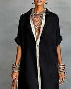 Abito chemisier elegante con collo a revers drappeggiato
