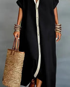 Abito chemisier elegante con collo a revers drappeggiato