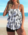 Tankini Alla Moda A Bretelle Con Stampa Due Pezzi