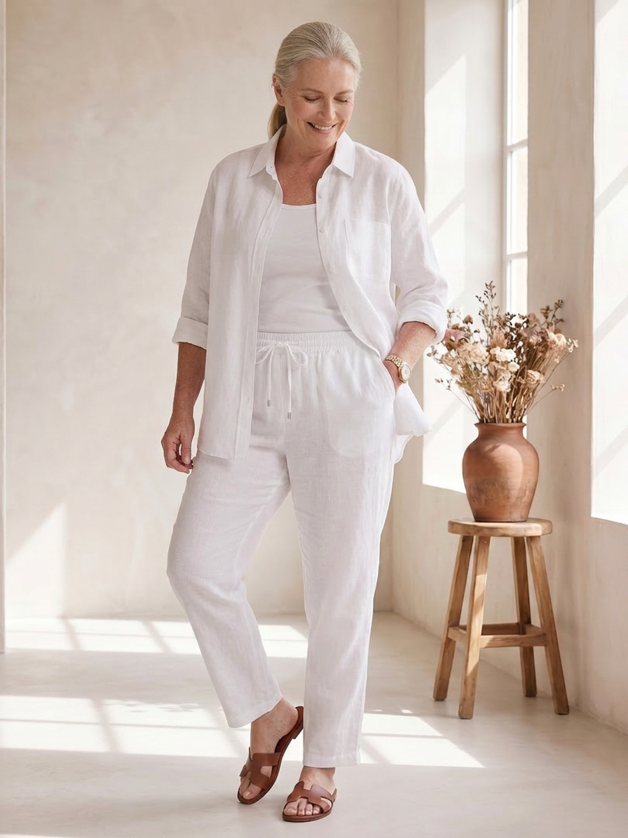 Noor | Set Camicia Manica Lunga e Pantalone Dritto