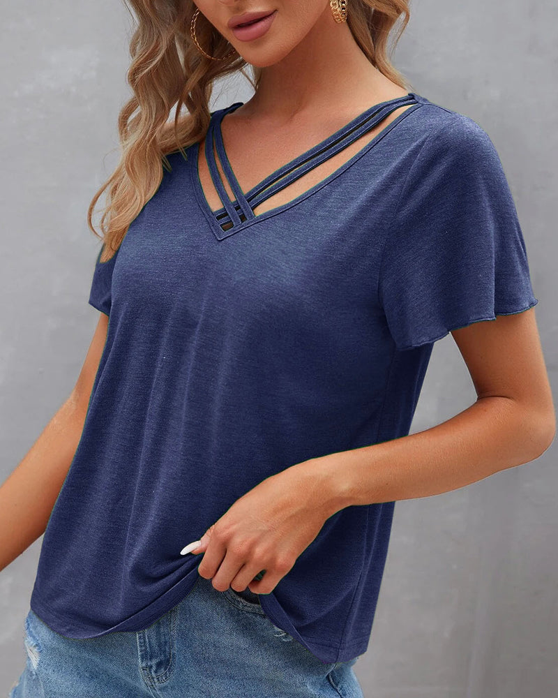 T-shirt monocolore con cut out