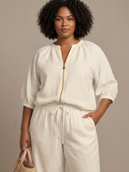 Natalia | Completo Top Palloncino con Zip e Pantaloni Ampi