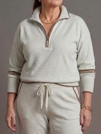 Rain | Set Manica Lunga con Collo Zip e Pantaloni a Righe