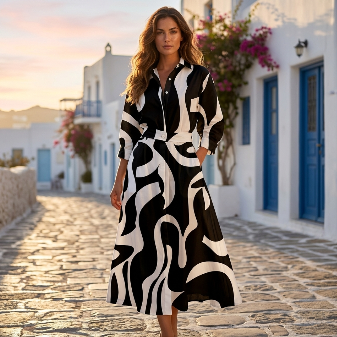 Lana - Elegante abito in cotone con colletto