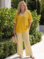 Wren | Completo Tuta Scollo a V a Contrasto e Pantaloni a Righe