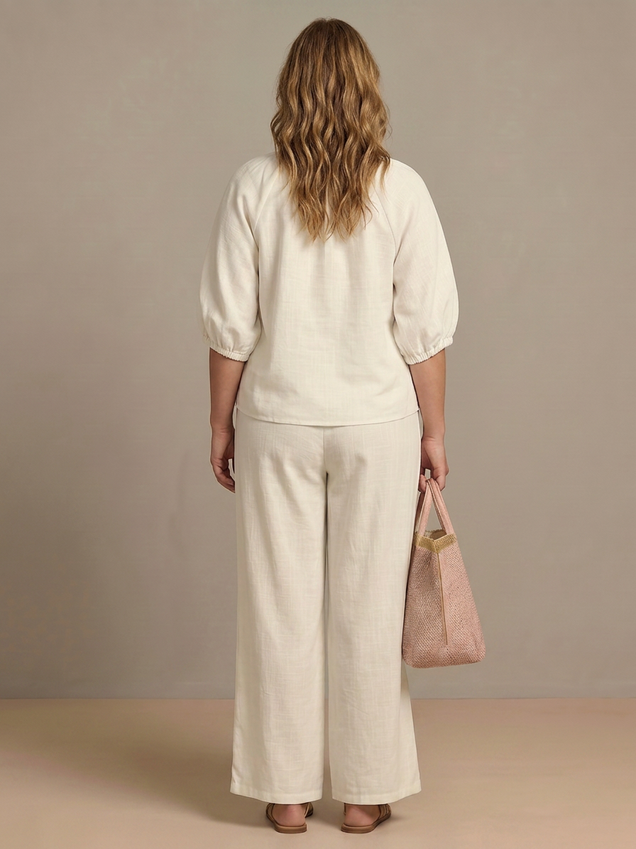 Natalia | Completo Top Palloncino con Zip e Pantaloni Ampi