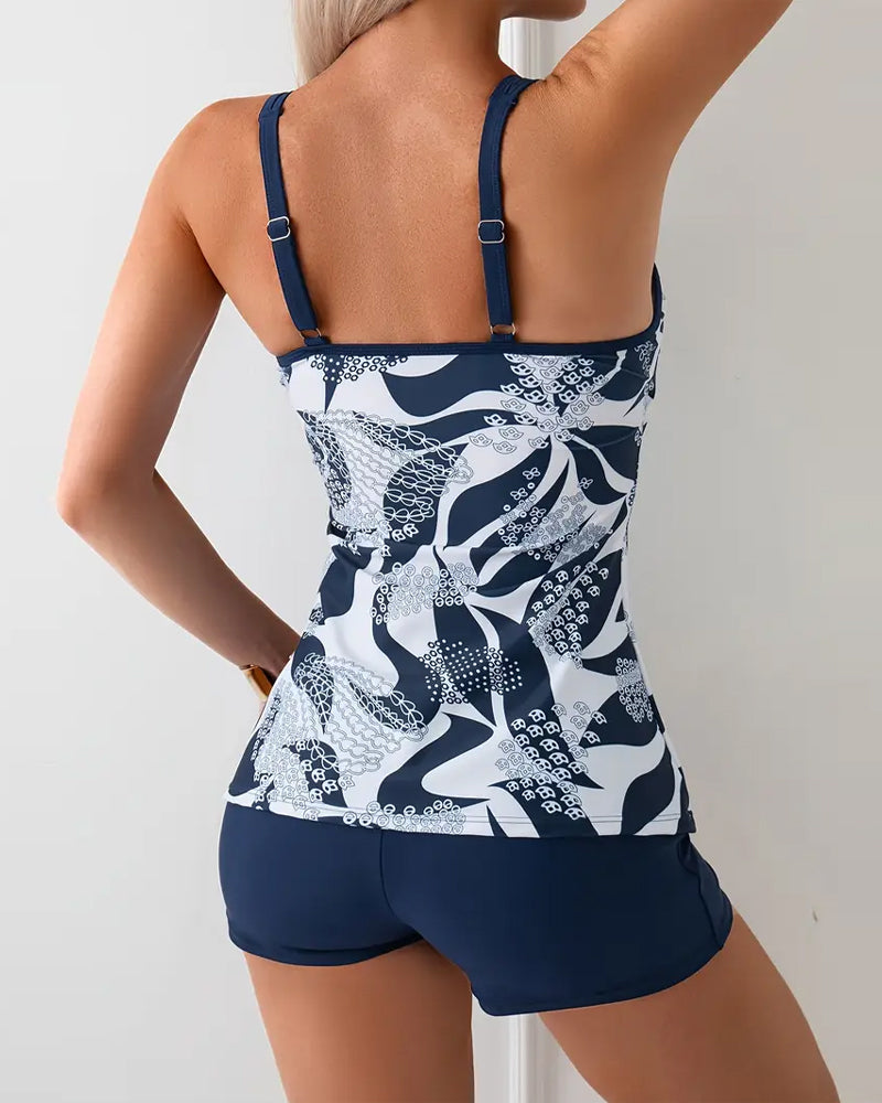 Tankini Due Pezzi Contenitivo con Stampa