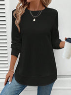 T-shirt girocollo a maniche lunghe tinta unita