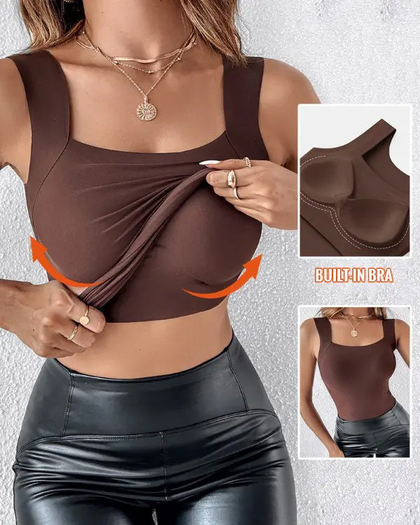 🔥Canotta Modellante con Scollo a U e Reggiseno Integrato