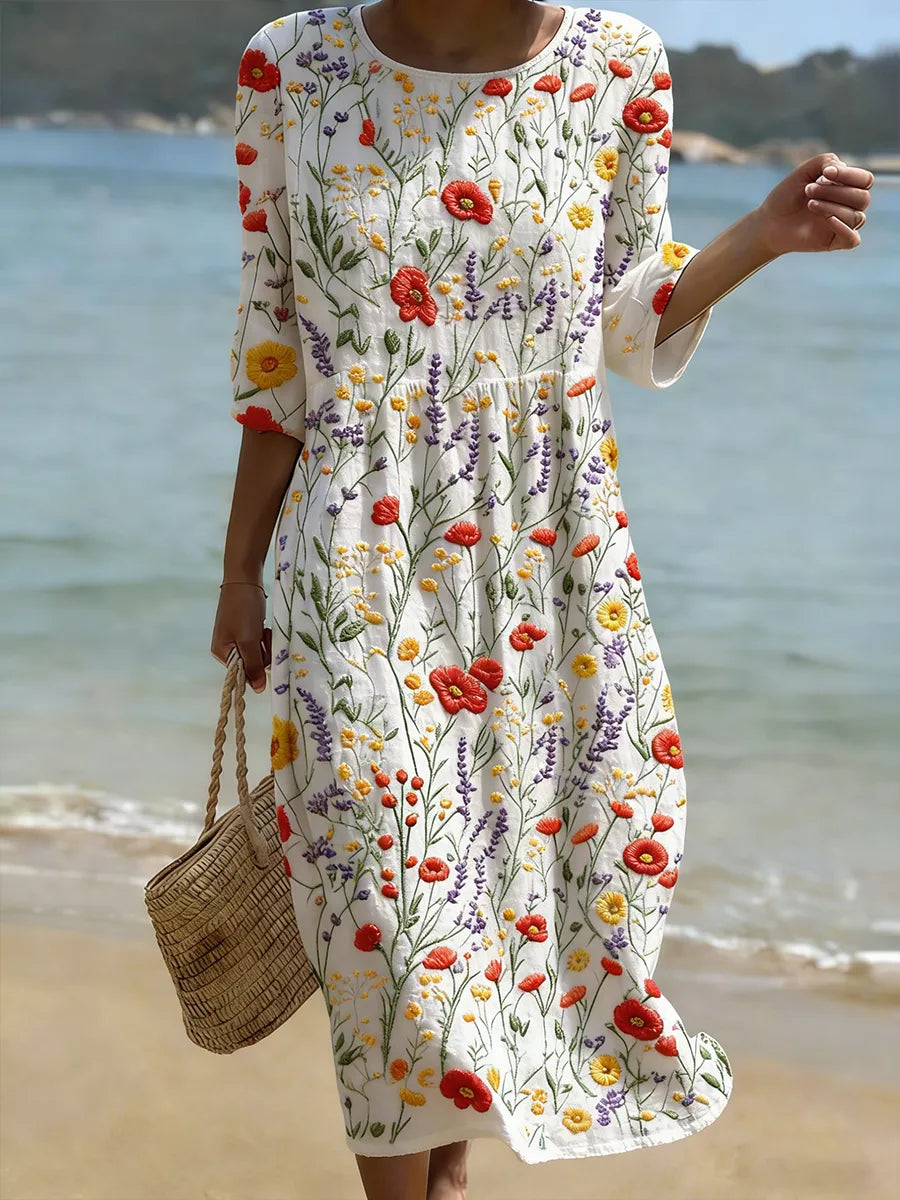 Vestito casual da donna con stampa floreale.