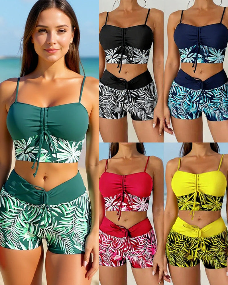 Bikini a vita alta Boyleg stampato