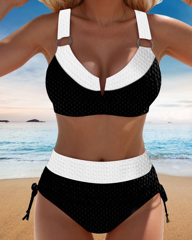 Bikini Bralette A Contrasto A Vita Alta