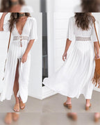 Costume da bagno copricostume in pizzo intagliato con allacciatura