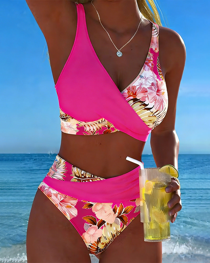 Bikini Contrasto Floreale Spacco