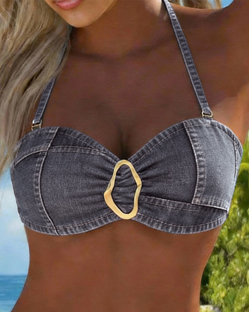 Bikini Due Pezzi con Bretelline e Fibbia Metallica
