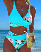 Bikini Contrasto Floreale Spacco