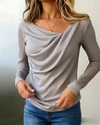 Camicia alla moda a collo a U a maniche lunghe