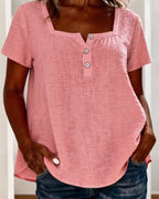 T-shirt testurizzato scollo quadrato manica corta