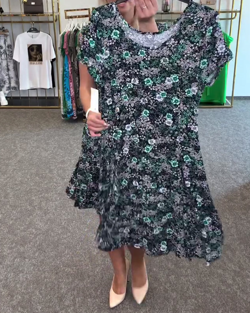 Abito Elegante con Stampa e Vita Sottile
