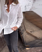 Camicia a maniche lunghe con risvolto tagliato
