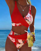 Bikini Contrasto Floreale Spacco