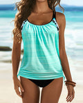 Tankini con stampa leopardata e scollo rotondo
