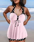 Costume da bagno tankini a pois a costine