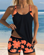 Tankini con scollo a U senza maniche stampa boxer