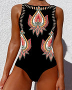 Costume da bagno intero senza maniche con motivo Paisley