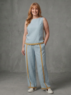 Inara | Completo Top Senza Maniche e Pantaloni Ampi a Contrasto