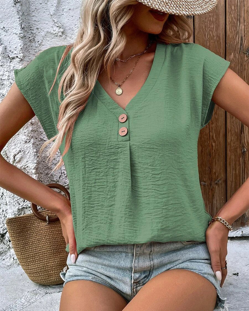 T-shirt a maniche corte e scollo a V