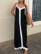 Vestito midi con spalline e blocchi di colore