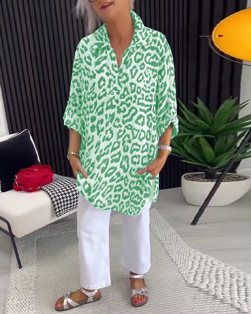 Camicetta Revers Stampa Leopardo
