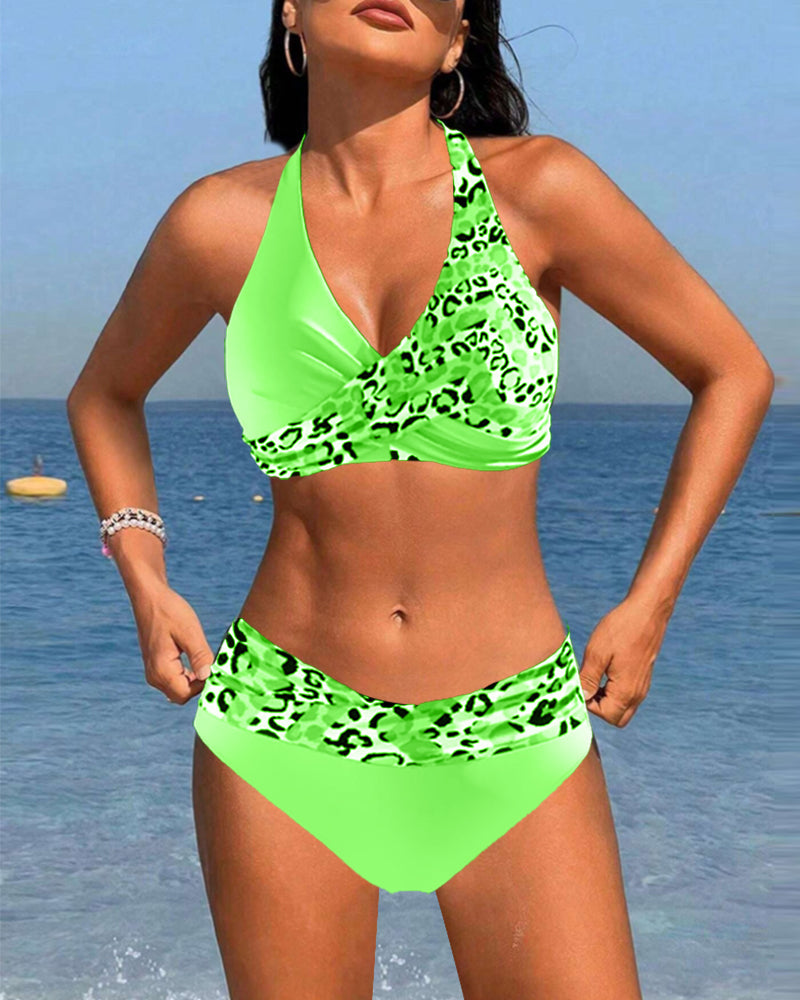 Bikini leopardato due pezzi stampato patchwork