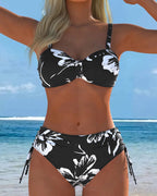 Bikini due pezzi a collo alto con stampa fantasia