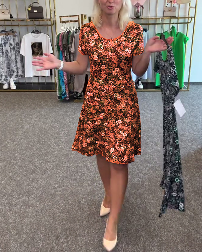 Abito Elegante con Stampa e Vita Sottile