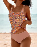 Tankini stampato con doppia spallina