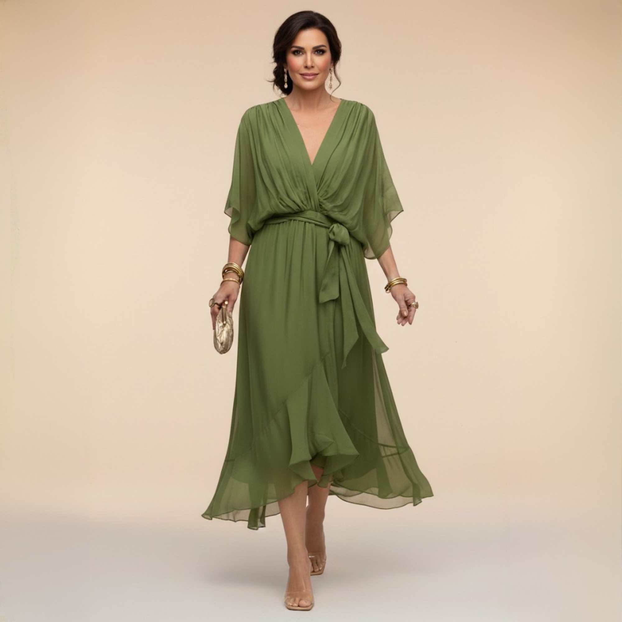 La Scintilla | Abito in chiffon con scollo a V