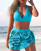 Costume da Bagno Due Pezzi con Reggiseno e Gonna