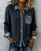 Camicia di jeans a maniche lunghe con patchwork