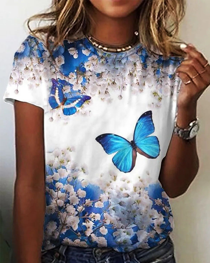 T-shirt semplice con stampa girocollo