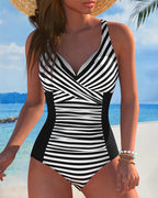 Costume da Bagno Intero a Righe Color Block