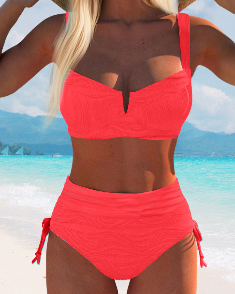 Costume da bagno stile reggiseno a triangolo a vita alta