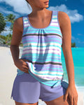 Tankini a righe con scollo a U