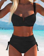 Costume da bagno stile reggiseno a triangolo a vita alta