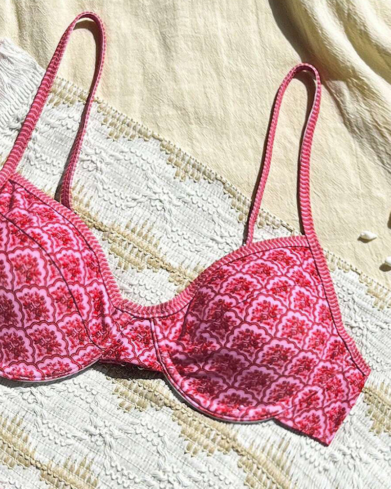 Bikini sexy con bretelline a triangolo stampato