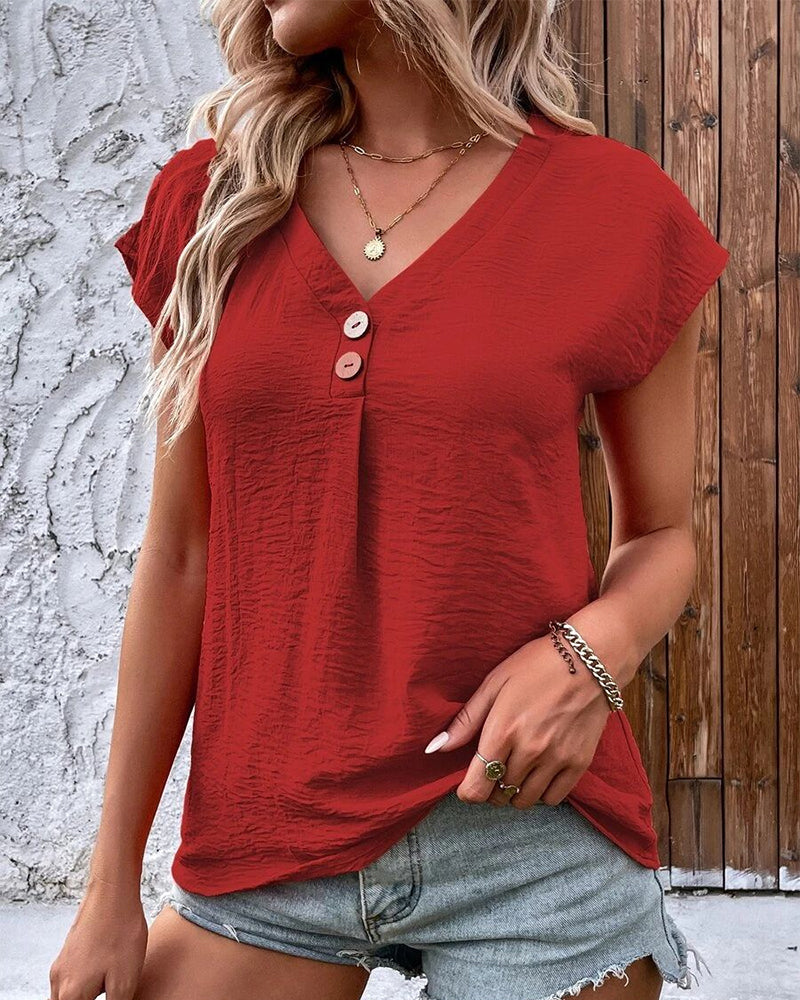T-shirt a maniche corte e scollo a V